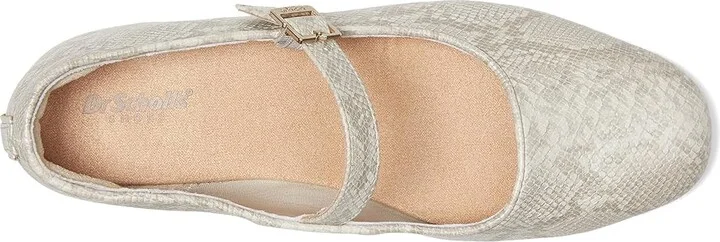 Dr. Scholl's Wexley Jane Mary Jane Shoes Women's Flat Shoes Light Grey Snake : 7.5 M, Faux Leather/Textile - Image 2