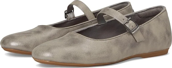 Dr. Scholl's Wexley Jane Mary Jane Shoes Women's Flat Shoes Pewter Grey : 7.5 M, Faux Leather/Textile