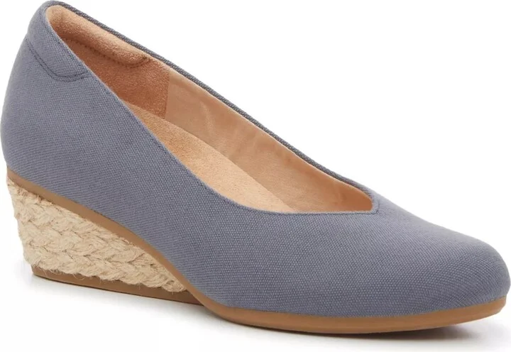 Blue Fabric/Espadrille Heel