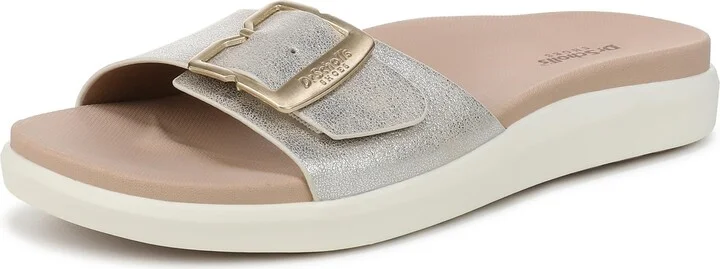 Dr. Scholl's Womens All Right Slide Sandal Champagne Metallic 7 M