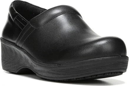 Dr. Scholl's Women's Dynamo Work Slip Resistant Clog Black Leather 8 W