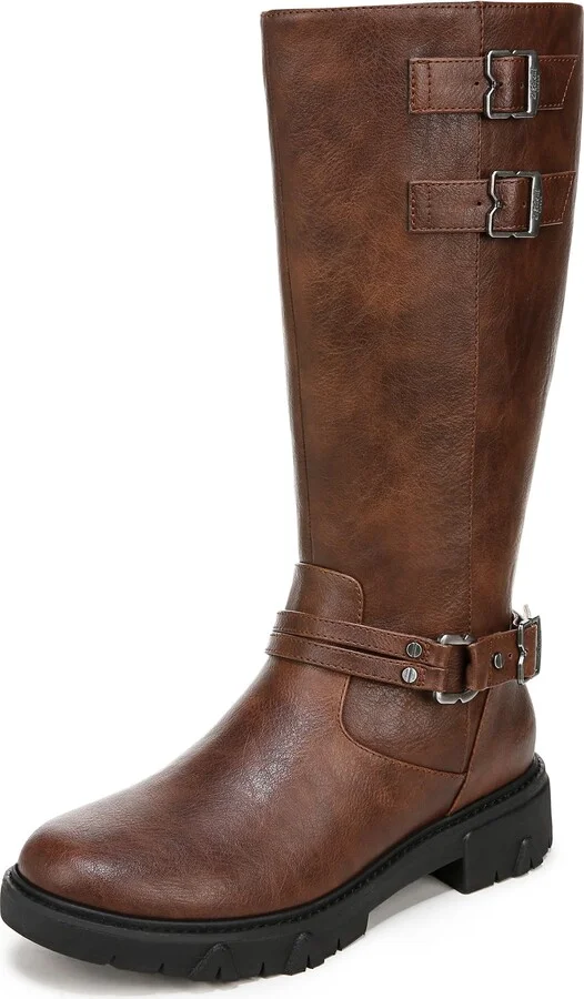 Dr. Scholl's Women's Headstart Moto Knee High Boot Chestnut Smooth 6.5 M