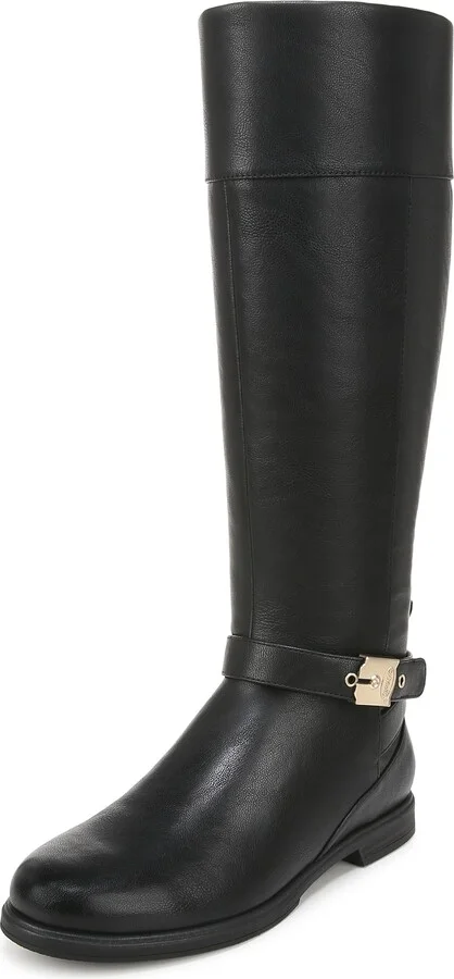 Dr. Scholl's Womens Hello Rider Wide Calf Knee High Boot Black Faux Leather 8 M