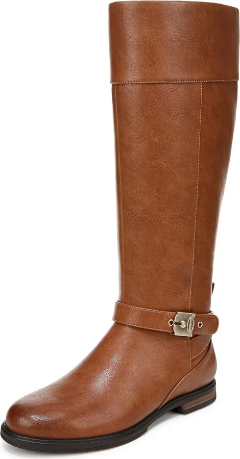 Dr. Scholl's Womens Hello Rider Wide Calf Knee High Boot Honey Faux Leather 7 W