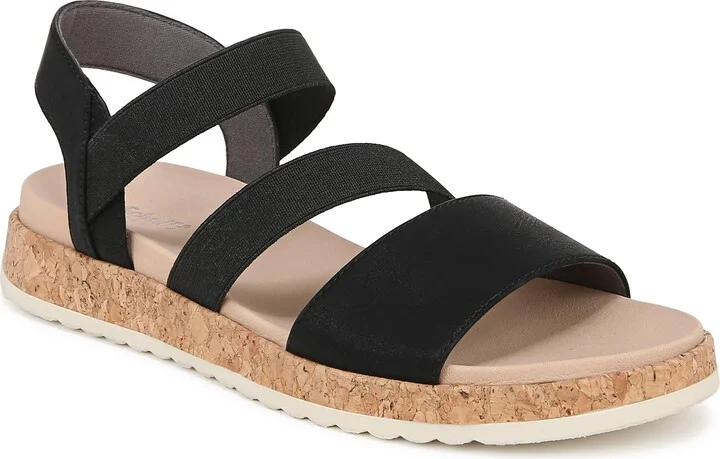 Dr. Scholl's Womens Isle Fun Flat Sandal Black Smooth 7 M