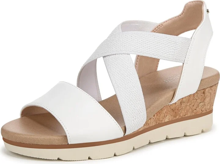 Dr. Scholl's Women's Just Cute Wedge Sandal White Smooth 6.5 M