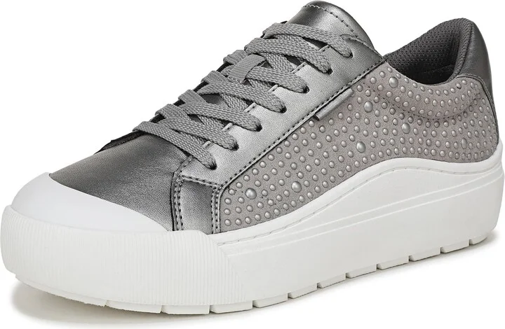 Dr. Scholl's Women's Time Off Sneaker Pewter Metallic Pearls 6.5 M