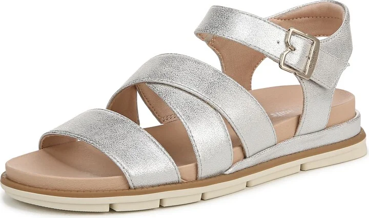 Dr. Scholl's Women's Timeless Life Flat Sandal Silver Smooth 6 M