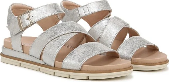 Dr. Scholl's Women's Timeless Life Flat Sandal Silver Smooth 7.5 M - Image 2
