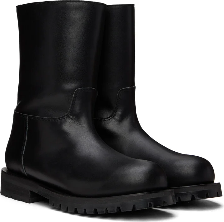DRAE SSENSE Exclusive Black Shearling Boots - Image 4