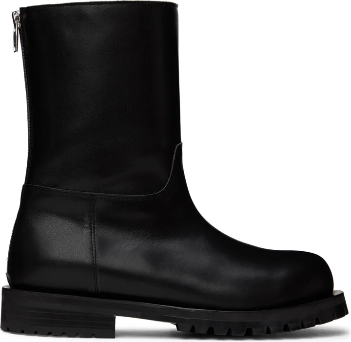 DRAE SSENSE Exclusive Black Shearling Boots