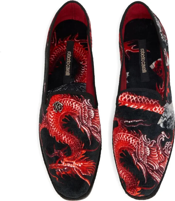 Dragon-Print Velvet Loafers - Image 3