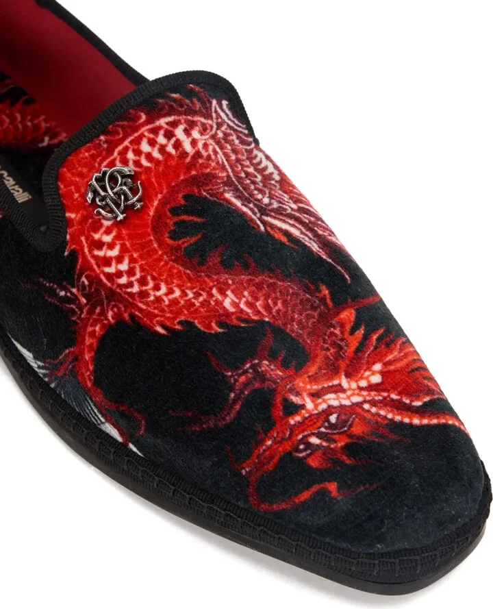 Dragon-Print Velvet Loafers - Image 4