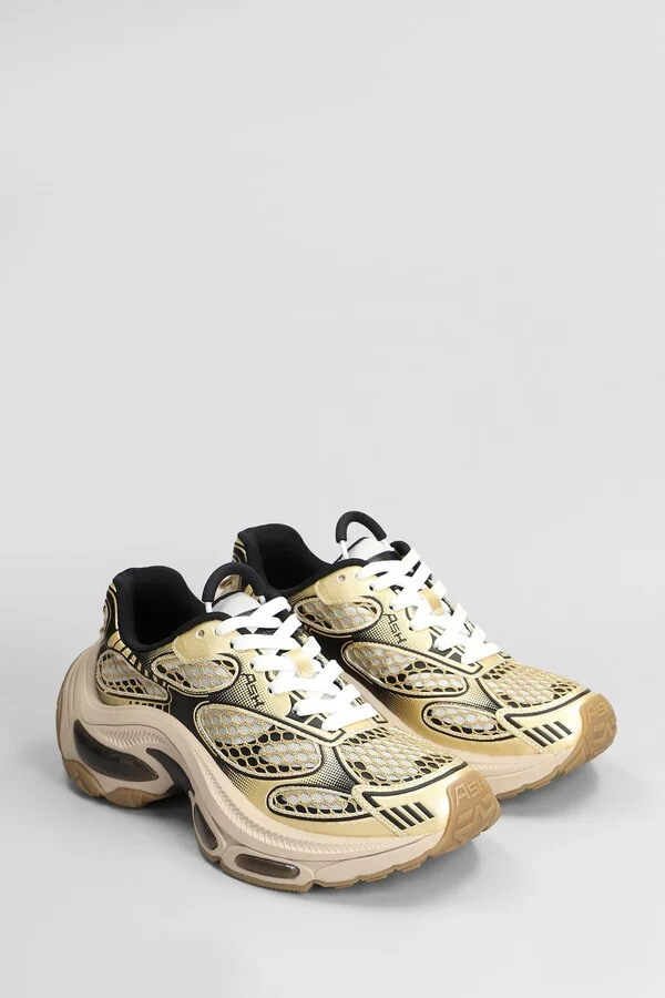 Dragon Sneakers In Gold Leather And Fabric - Image 2