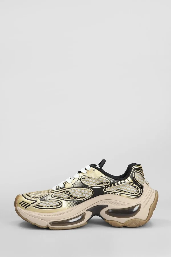 Dragon Sneakers In Gold Leather And Fabric - Image 3