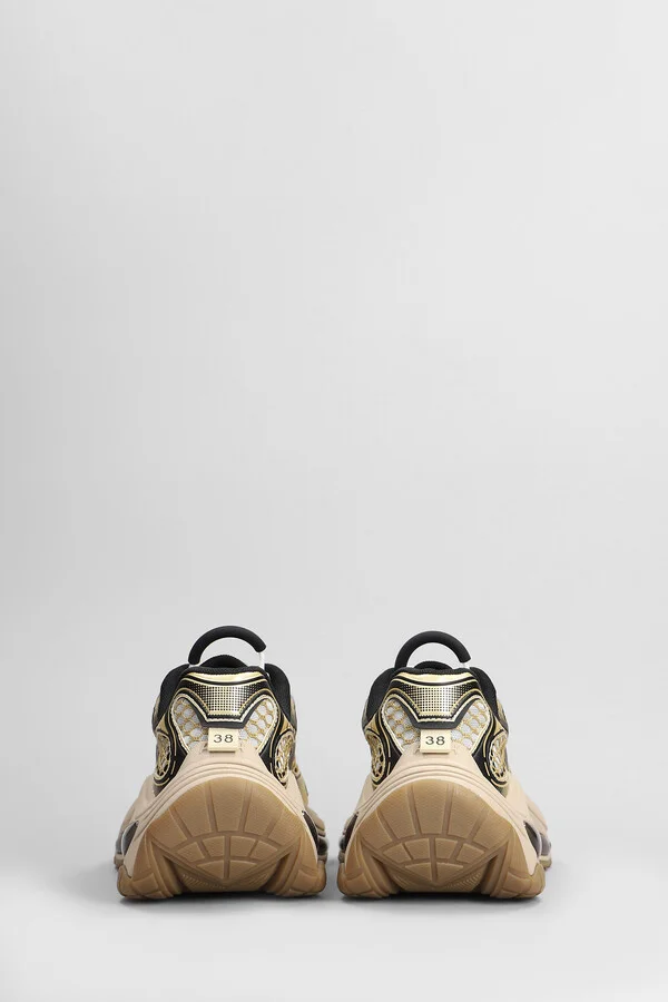 Dragon Sneakers In Gold Leather And Fabric - Image 4