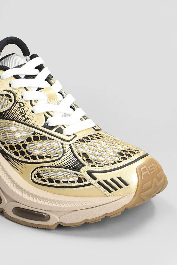 Dragon Sneakers In Gold Leather And Fabric - Image 5