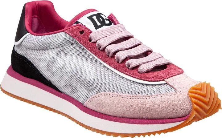 Dragon Sneakers In Mixed Materials In Grey And Fuchsia - Image 4