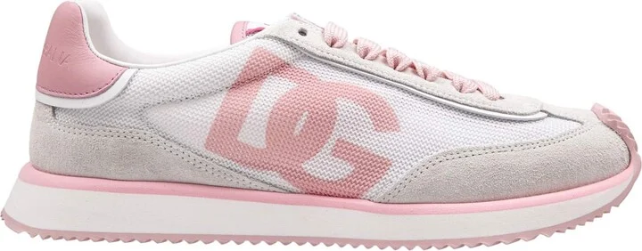 Dragon Sneakers In Mixed Materials White And Pink Color
