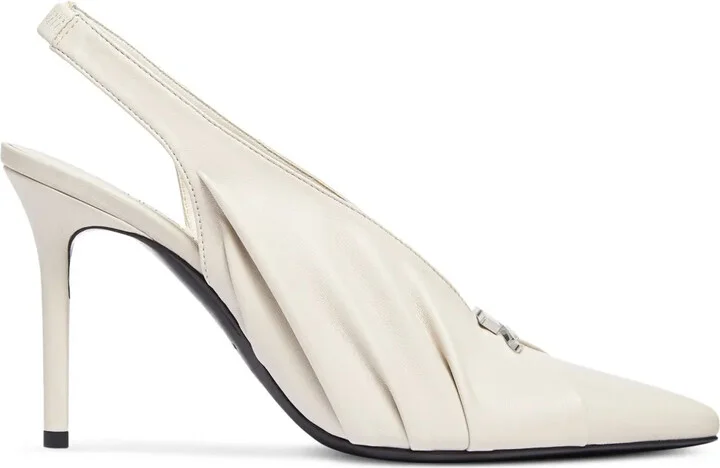 Draped Faux Leather Pumps