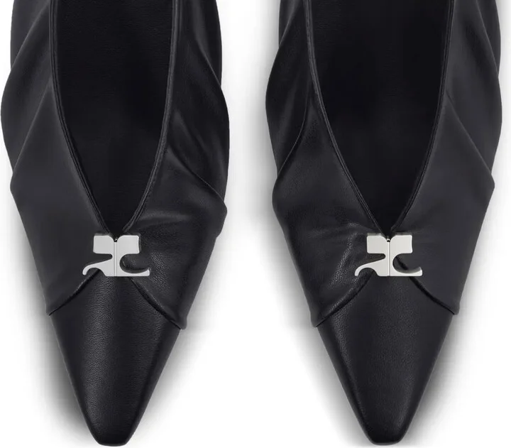 Draped Faux Leather Slingbacks - Image 4
