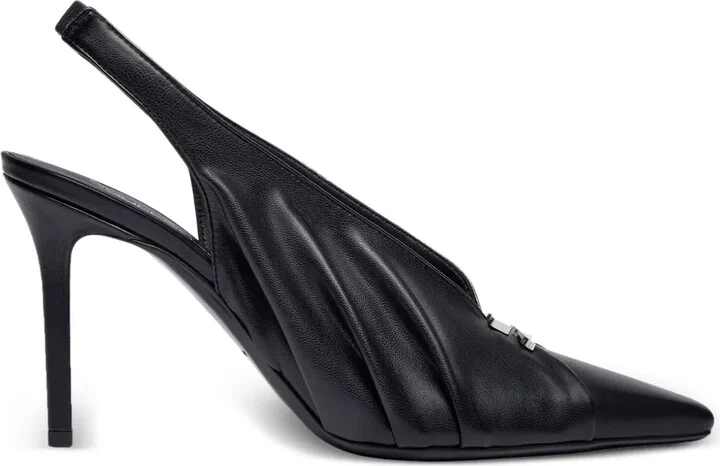 Draped Faux Leather Slingbacks