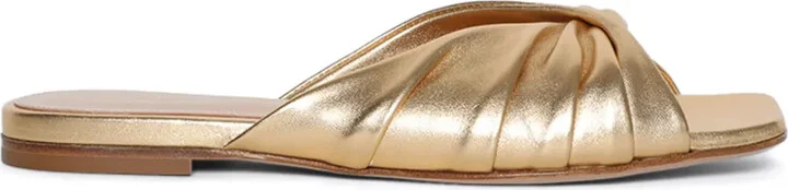 Draped Metallic Flat Mules