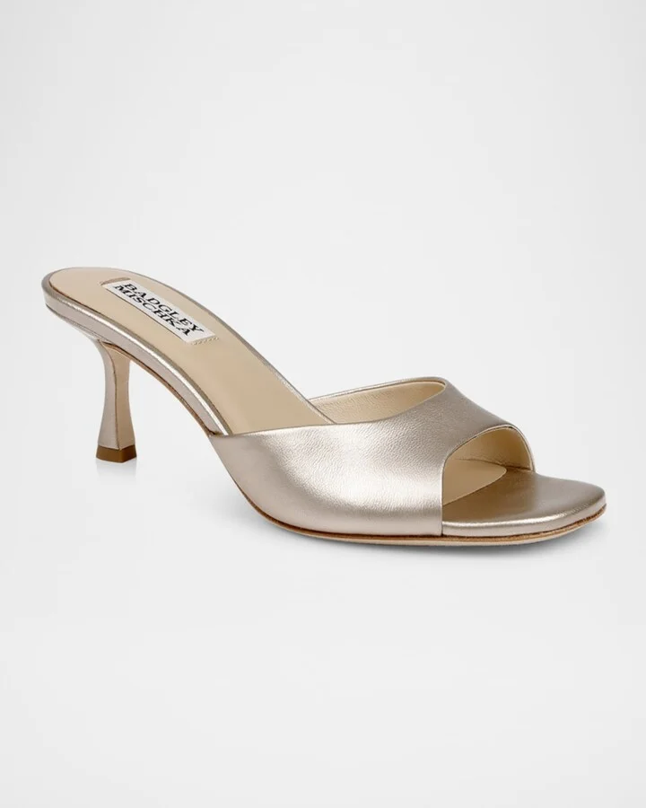 Draya Leather Kitten-Heel Mules - Image 3