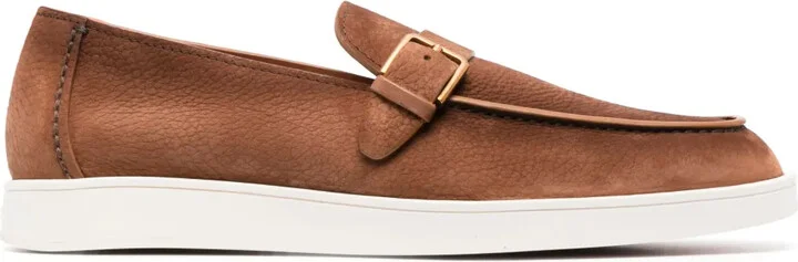 Dread decorative-buckle leather loafers