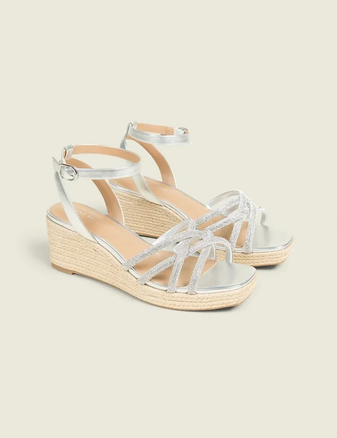 Dream Cloud Glitter Strap Espadrille Wedge