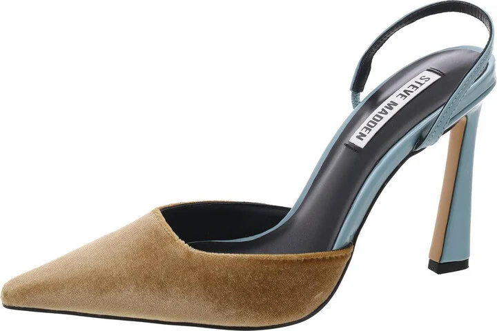 Drew Womens Velvet Patent Leather Slingback Heels