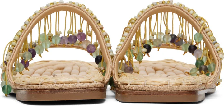 Dries Van Noten Beige Embellished Raffia Sandals - Image 2