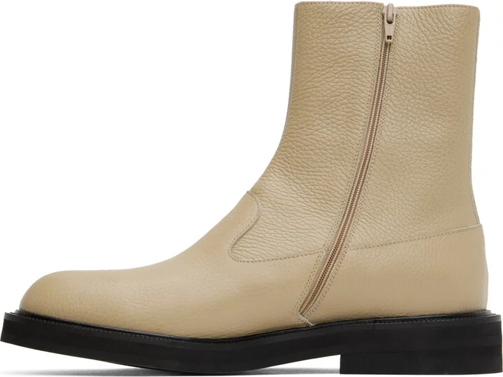 Dries Van Noten Beige Leather Chelsea Boots - Image 3