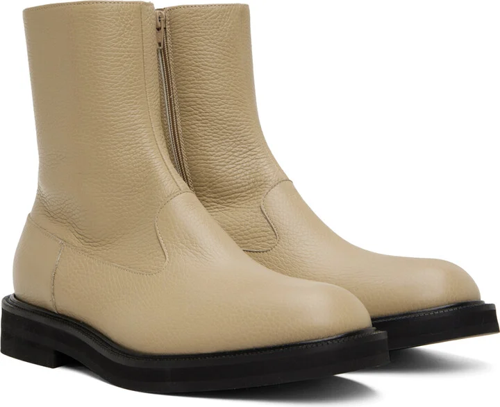 Dries Van Noten Beige Leather Chelsea Boots - Image 4