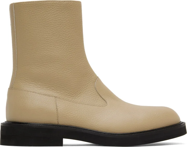 Dries Van Noten Beige Leather Chelsea Boots