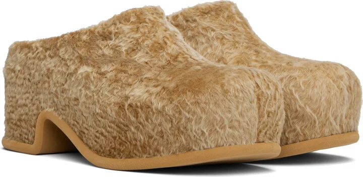 Dries Van Noten Beige Shearling Slip-on Loafers - Image 4