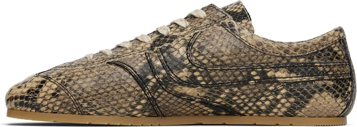 Dries Van Noten Beige Snake Print Sneakers - Image 3