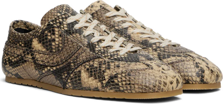 Dries Van Noten Beige Snake Print Sneakers - Image 4
