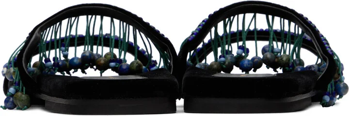 Dries Van Noten Black Beaded Sandals - Image 2