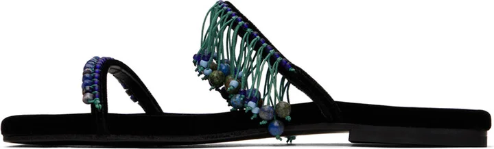 Dries Van Noten Black Beaded Sandals - Image 3