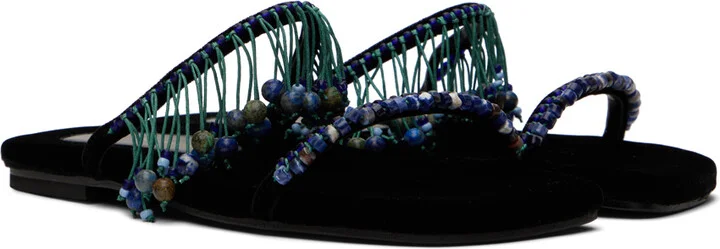 Dries Van Noten Black Beaded Sandals - Image 4