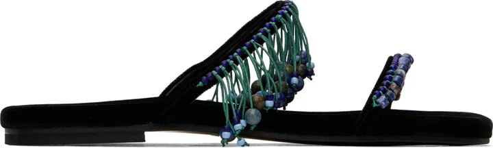 Dries Van Noten Black Beaded Sandals