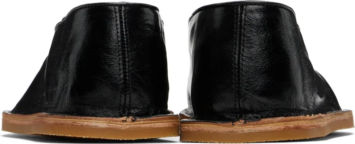Dries Van Noten Black Crinkled Leather Loafers - Image 2