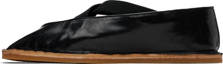 Dries Van Noten Black Crinkled Leather Loafers - Image 3