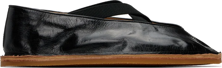 Dries Van Noten Black Crinkled Leather Loafers
