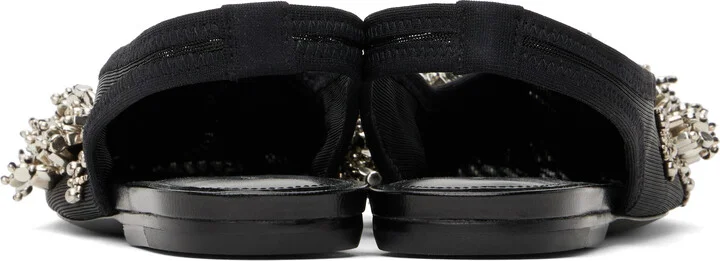 Dries Van Noten Black Embellished Mesh Slingback Ballerina Flats - Image 2