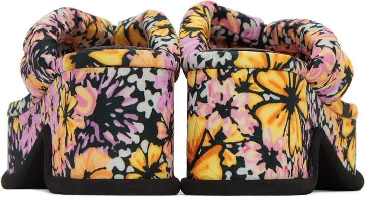 Dries Van Noten Black Floral Platform Heeled Sandals - Image 2