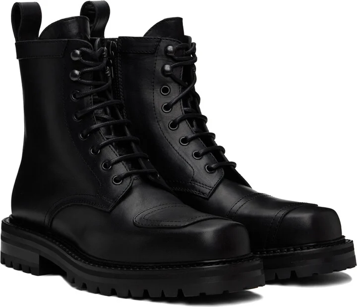 Dries Van Noten Black Lace-Up Boots - Image 4