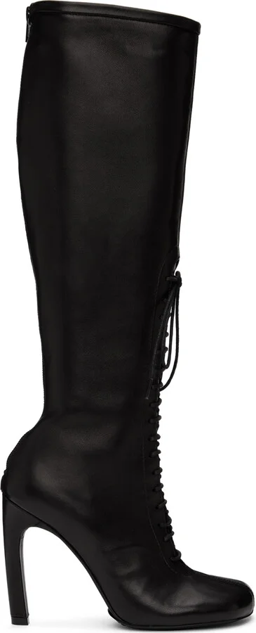 Dries Van Noten Black Lace-Up Tall Boots