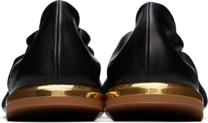 Dries Van Noten Black Leather Ballerina Flats - Image 2